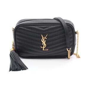 Yves Saint Laurent Lou Shoulder Bag Leather Black